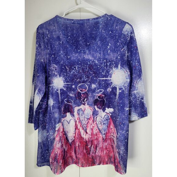 Leoma Lovegrove Women's Petite Medium Angels Artsy Top Purple Pink - Picture 2 of 8